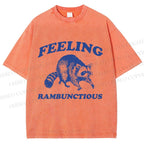 Unisex Vintage Raccoon Printed Washed Tee