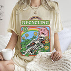 Unisex Skull Bone Recycling Printed Washed Tee