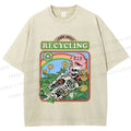 Unisex Skull Bone Recycling Printed Washed Tee