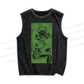 Unisex Vintage Frog Printed Washed Tank Top