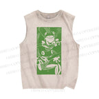 Unisex Vintage Frog Printed Washed Tank Top