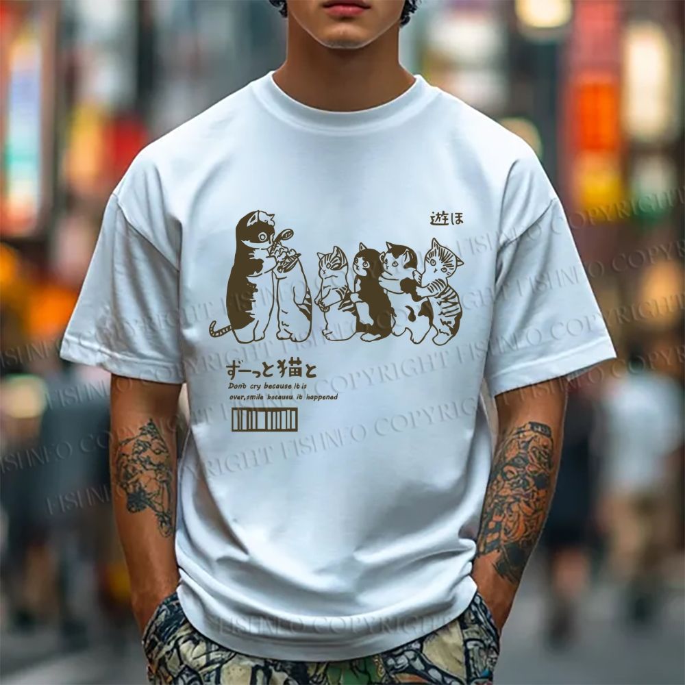 Unisex Cat Graffiti Classic Cotton T-shirt