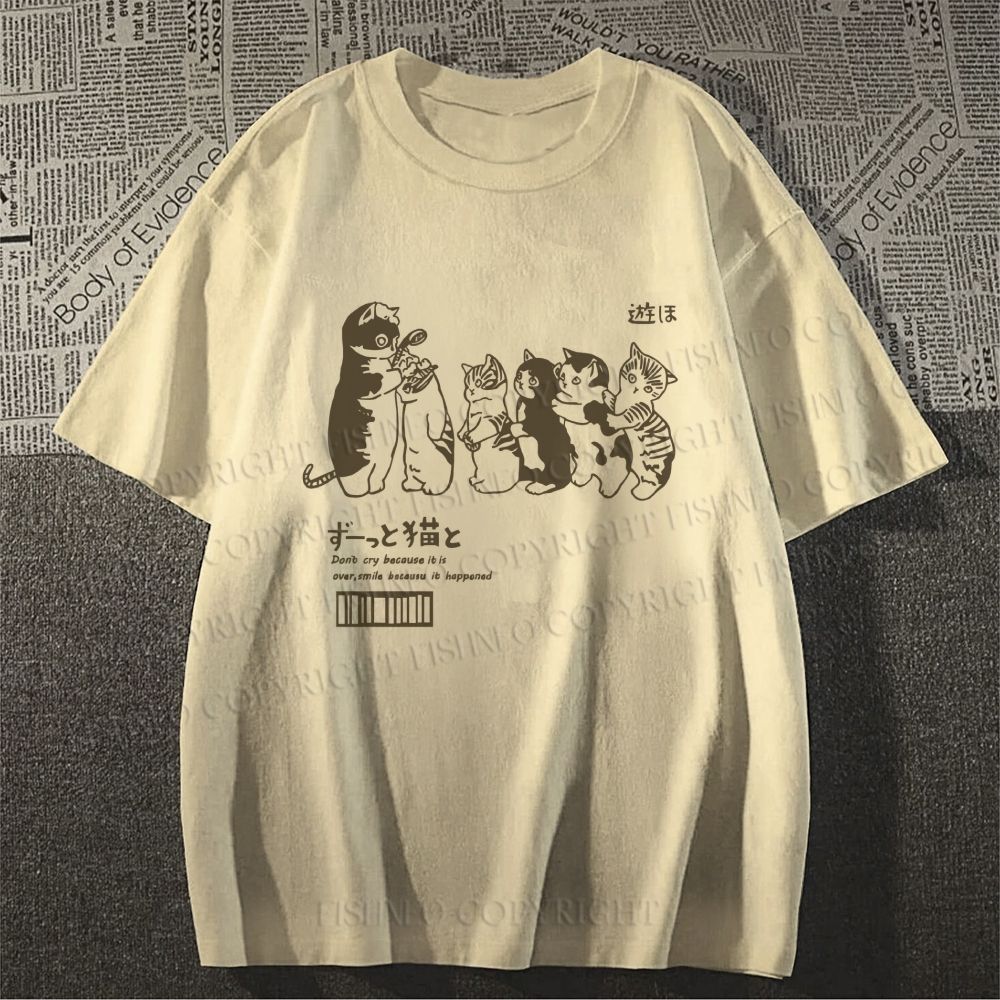 Unisex Cat Graffiti Classic Cotton T-shirt