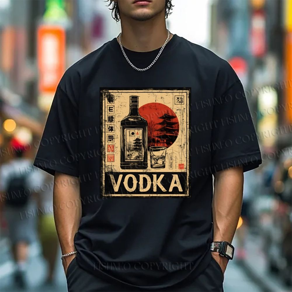 Unisex Vintage Vodka Graffiti Classic Cotton T-shirt