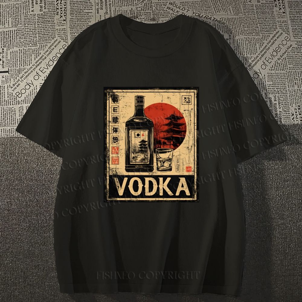 Unisex Vintage Vodka Graffiti Classic Cotton T-shirt
