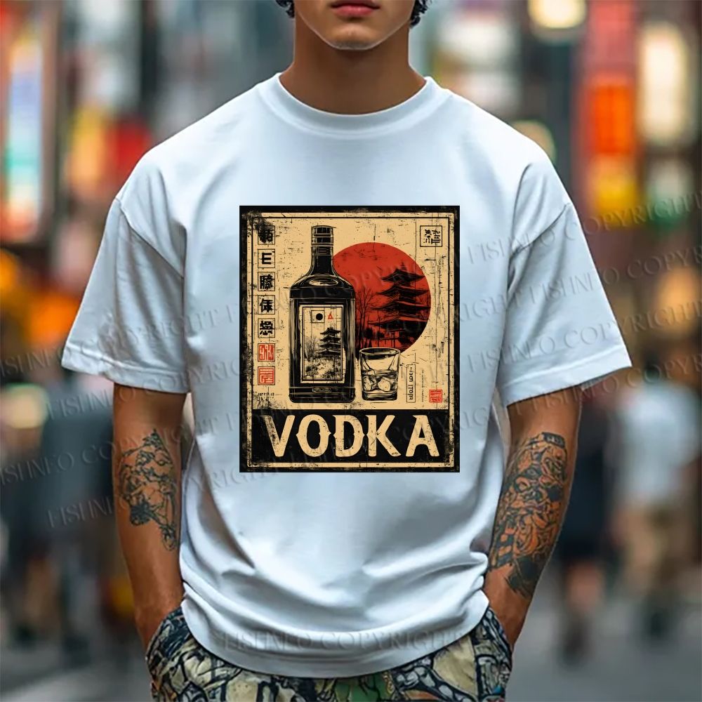 Unisex Vintage Vodka Graffiti Classic Cotton T-shirt