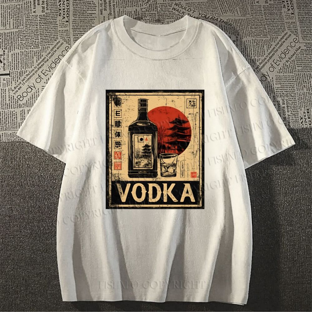 Unisex Vintage Vodka Graffiti Classic Cotton T-shirt