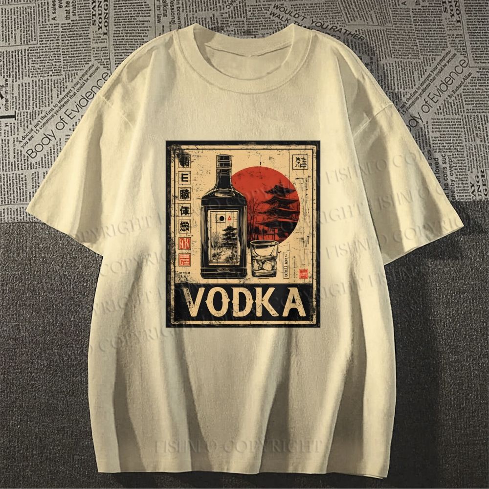 Unisex Vintage Vodka Graffiti Classic Cotton T-shirt