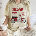 Unisex Japanese Motorcycles Printed Washed Tee