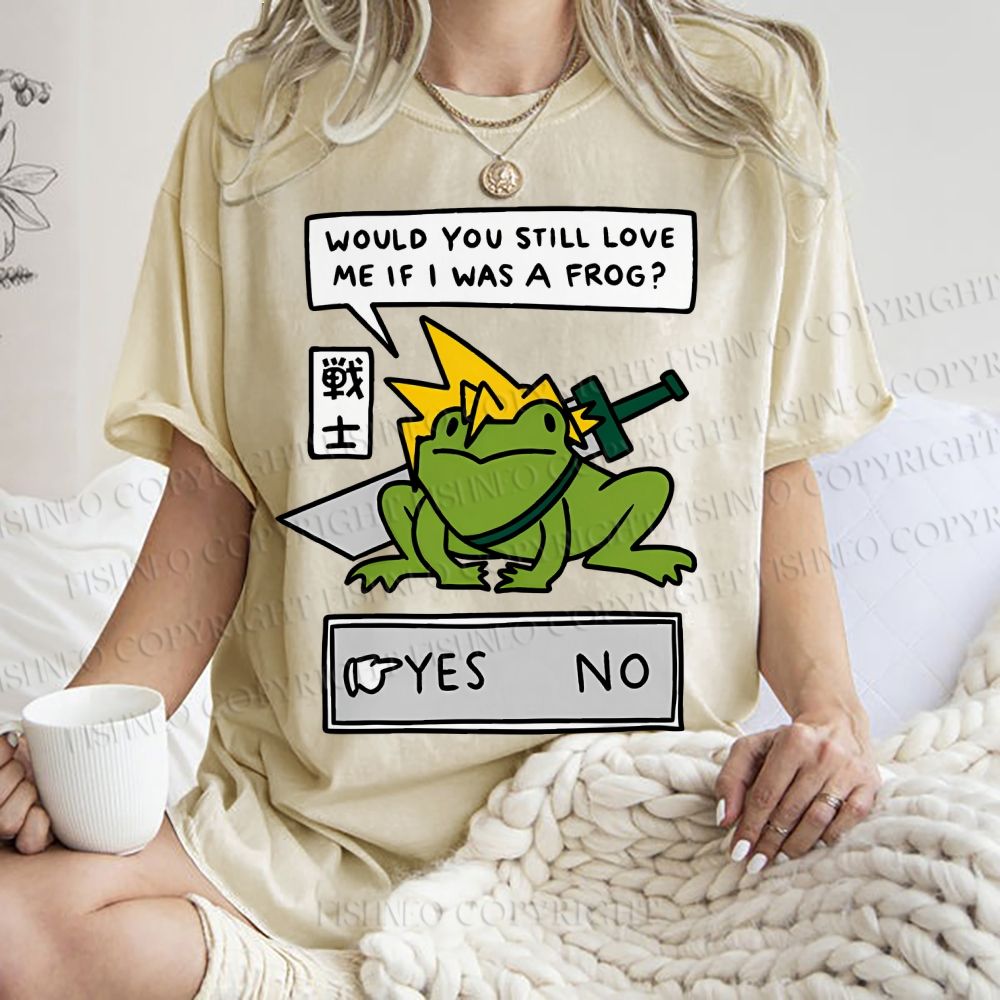 Unisex Samurai Frogs Printed Washed Tee