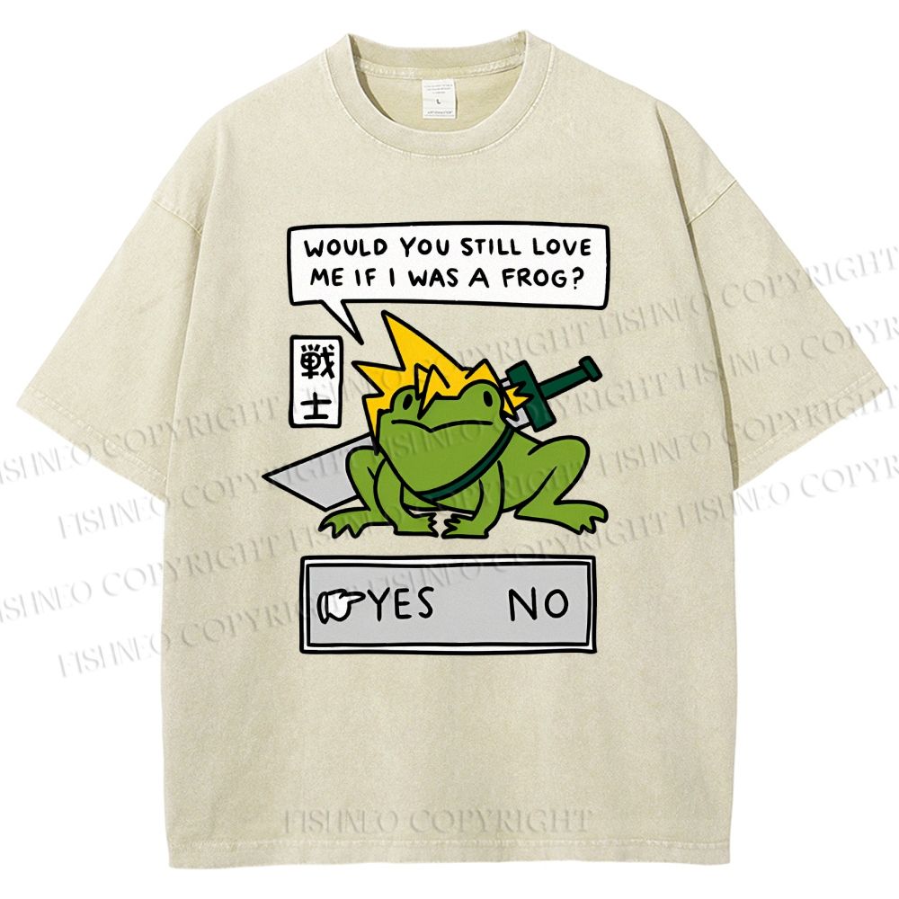 Unisex Samurai Frogs Printed Washed Tee