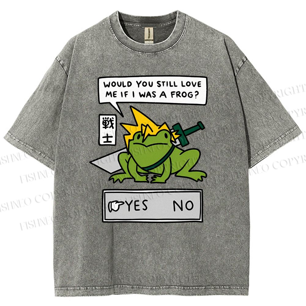 Unisex Samurai Frogs Printed Washed Tee