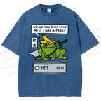 Unisex Samurai Frogs Printed Washed Tee