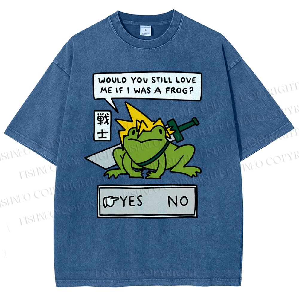 Unisex Samurai Frogs Printed Washed Tee