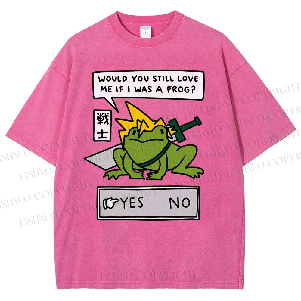 Unisex Samurai Frogs Printed Washed Tee