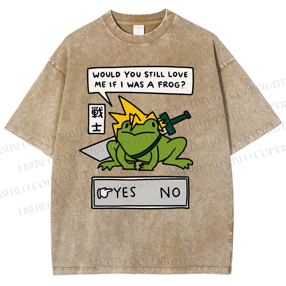Unisex Samurai Frogs Printed Washed Tee