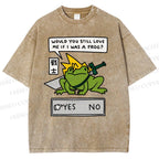 Unisex Samurai Frogs Printed Washed Tee