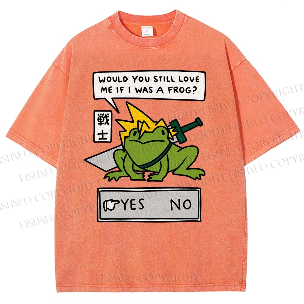 Unisex Samurai Frogs Printed Washed Tee