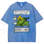 Unisex Samurai Frogs Printed Washed Tee