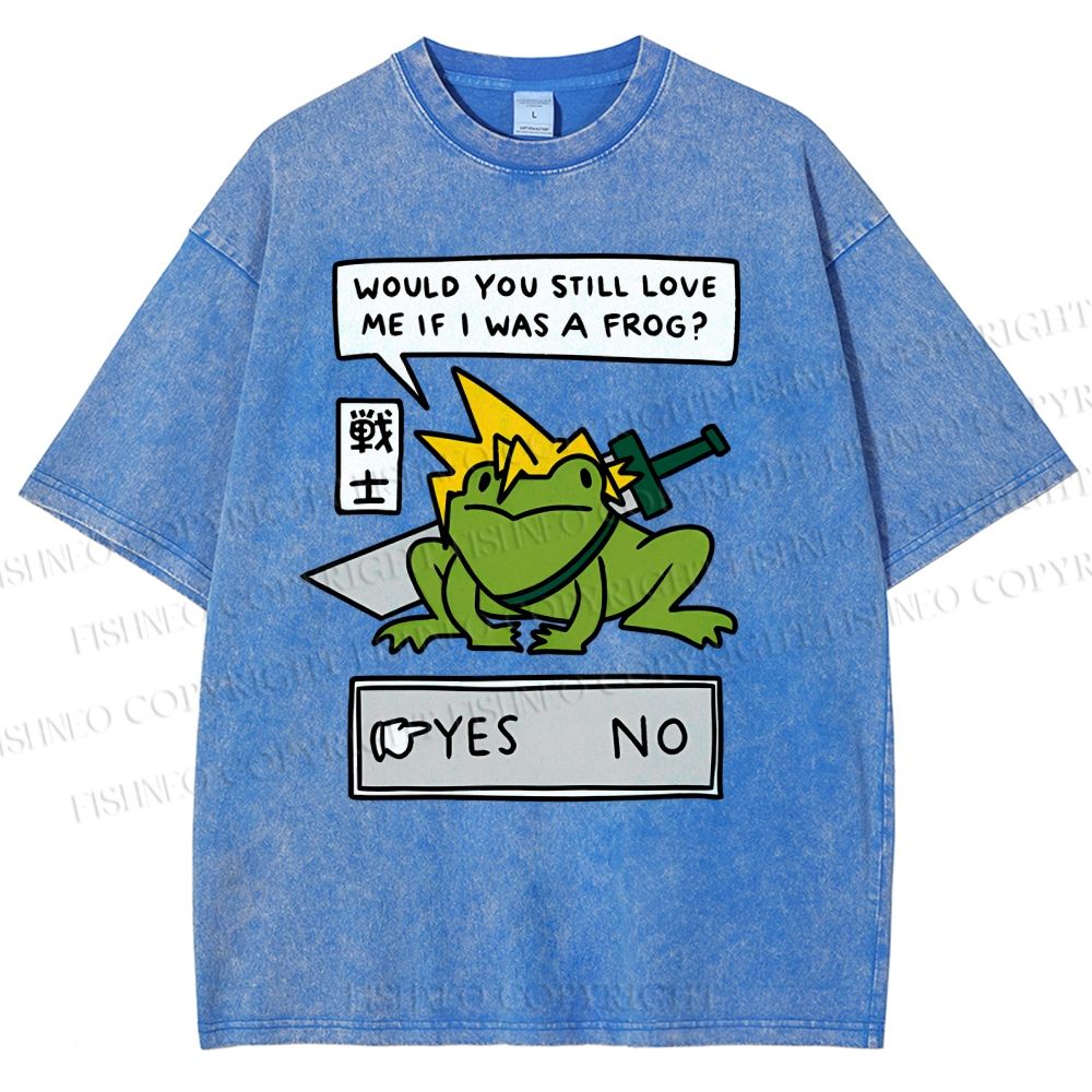 Unisex Samurai Frogs Printed Washed Tee