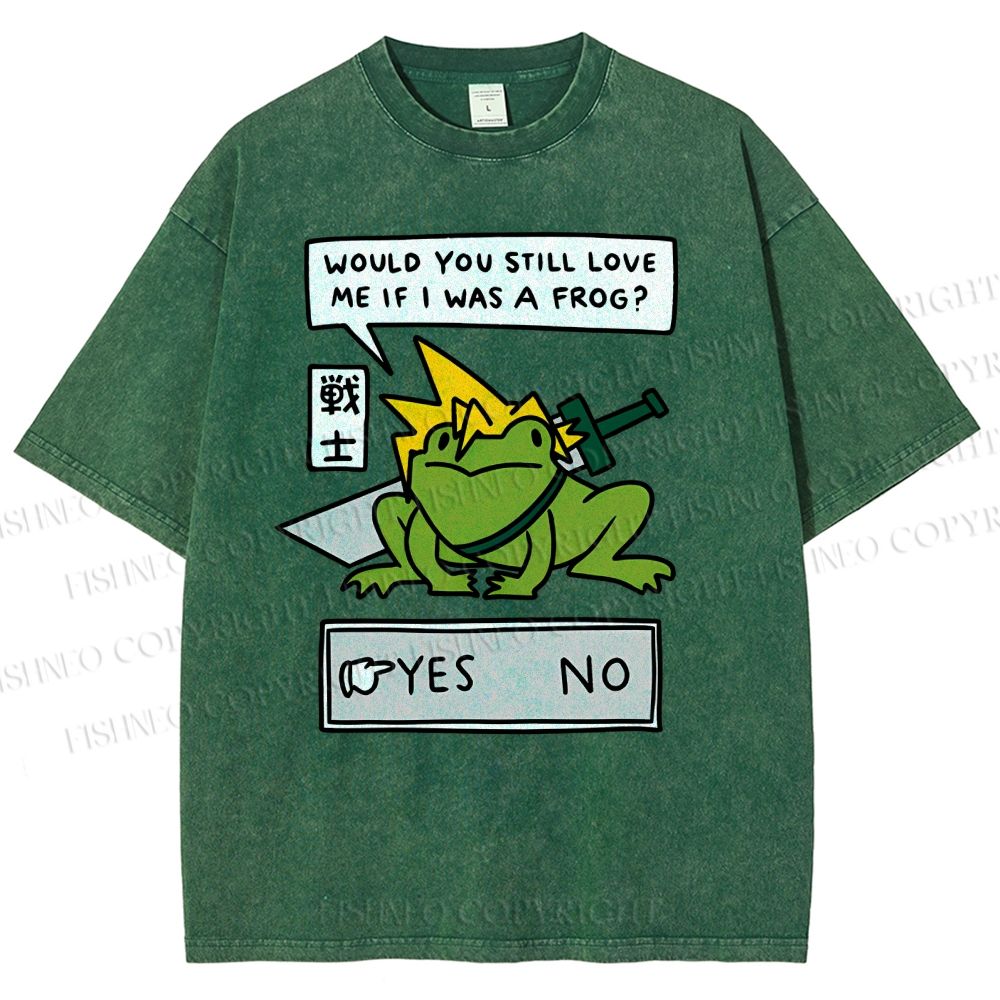 Unisex Samurai Frogs Printed Washed Tee