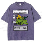 Unisex Samurai Frogs Printed Washed Tee