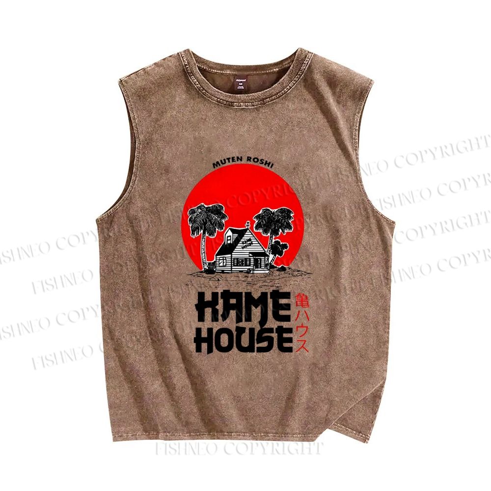 Unisex Kame House Printed Washed Tank Top