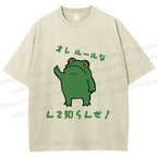 Unisex Vintage Frog Graffiti Printed Washed Tee