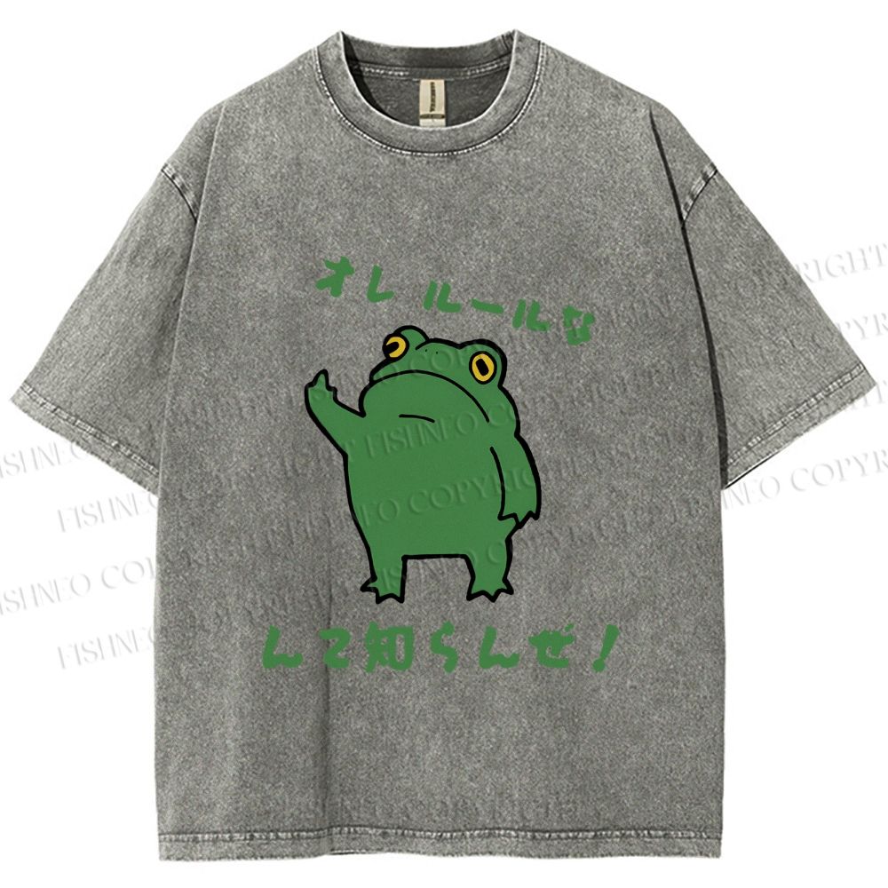 Unisex Vintage Frog Graffiti Printed Washed Tee