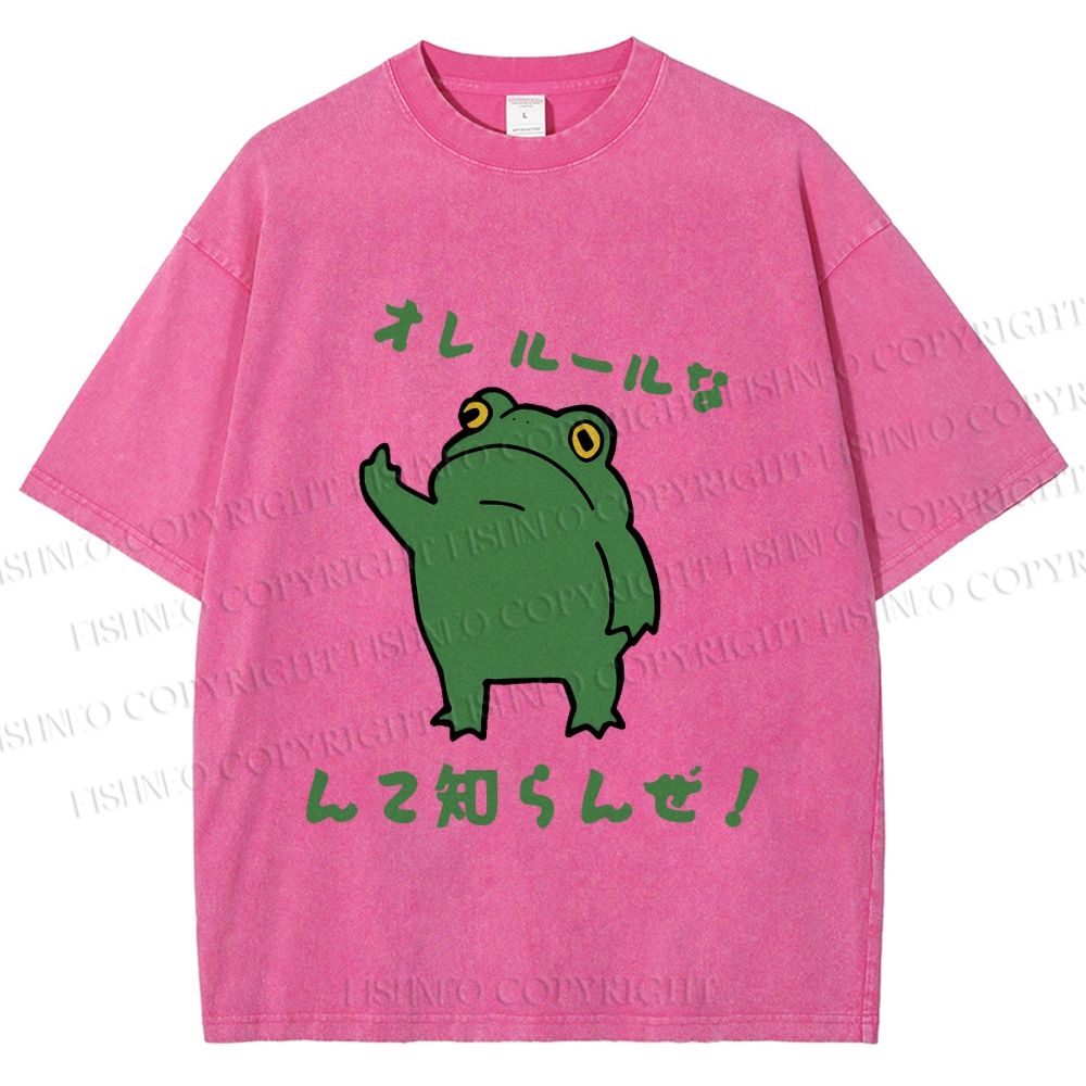 Unisex Vintage Frog Graffiti Printed Washed Tee