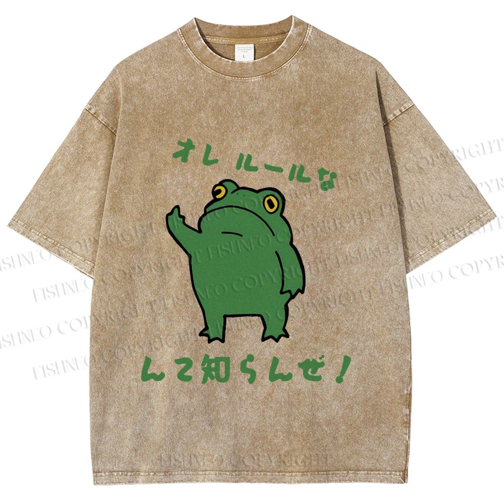 Unisex Vintage Frog Graffiti Printed Washed Tee