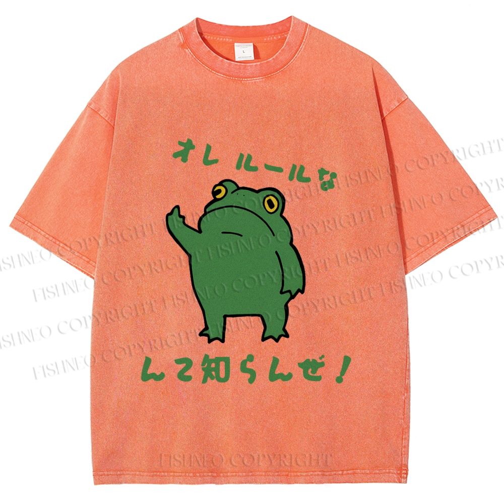 Unisex Vintage Frog Graffiti Printed Washed Tee