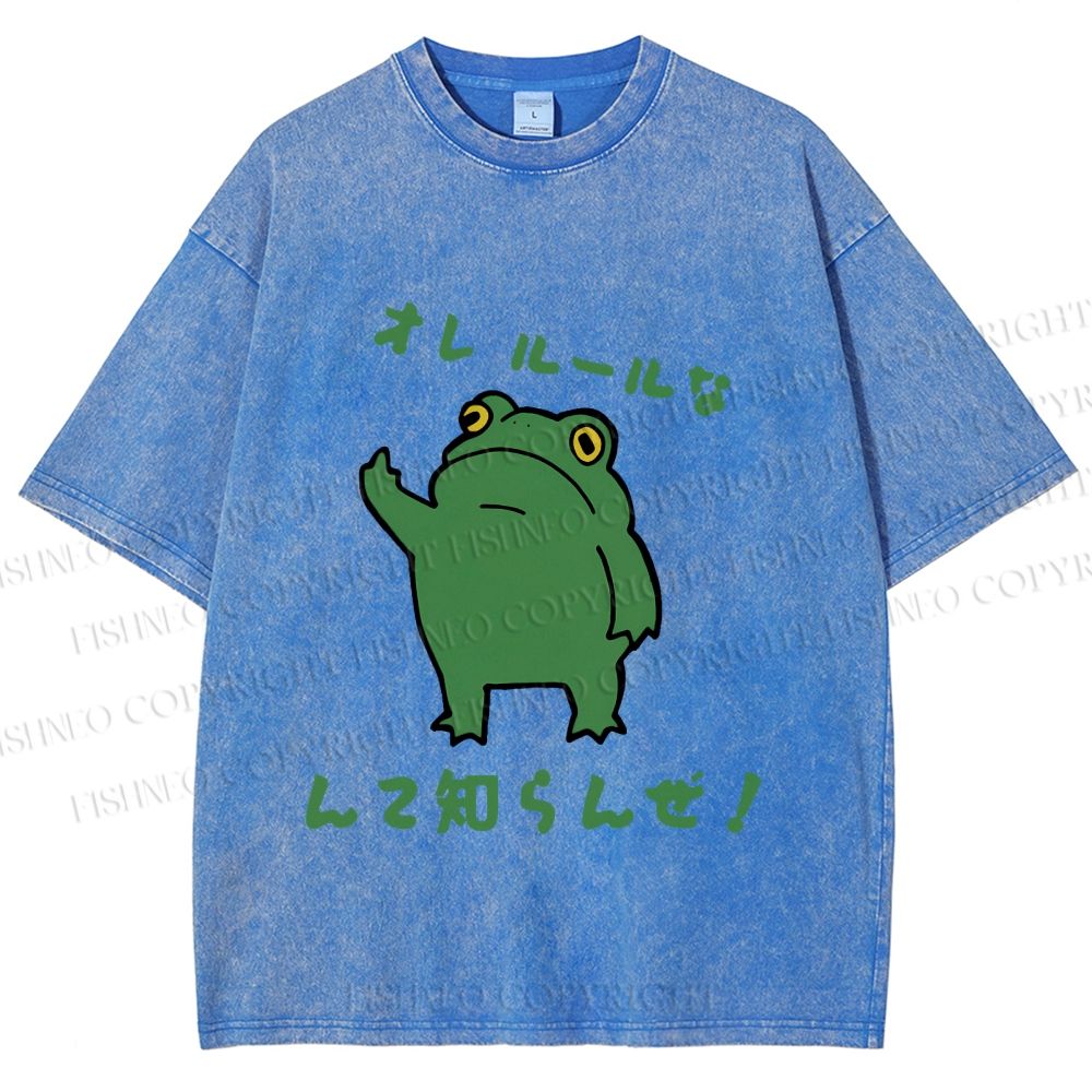 Unisex Vintage Frog Graffiti Printed Washed Tee
