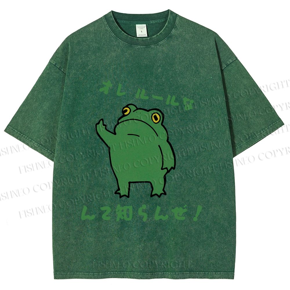 Unisex Vintage Frog Graffiti Printed Washed Tee