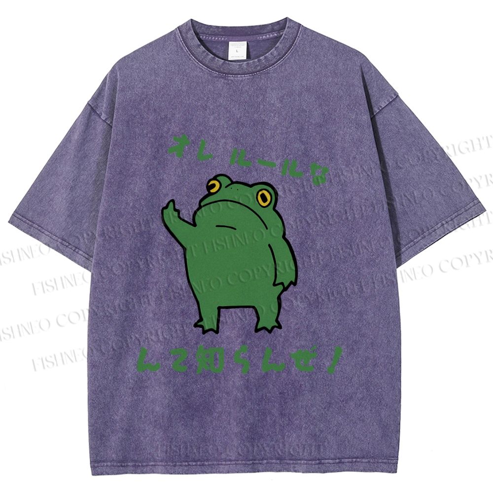 Unisex Vintage Frog Graffiti Printed Washed Tee