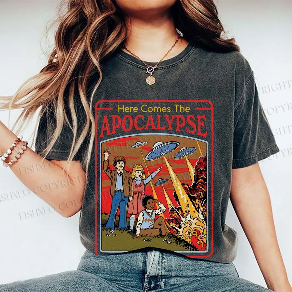 Unisex Vintage Apocalypse Graffiti Printed Washed Tee