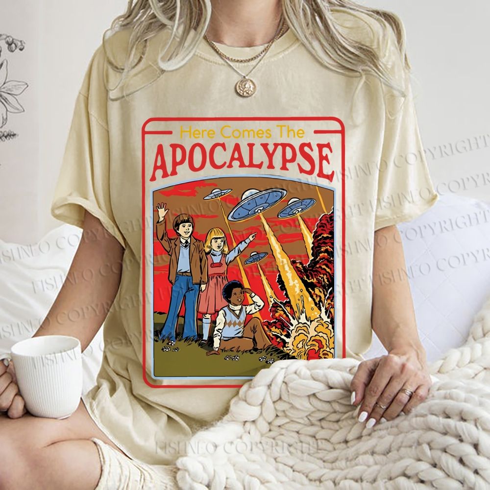 Unisex Vintage Apocalypse Graffiti Printed Washed Tee