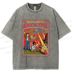 Unisex Vintage Apocalypse Graffiti Printed Washed Tee