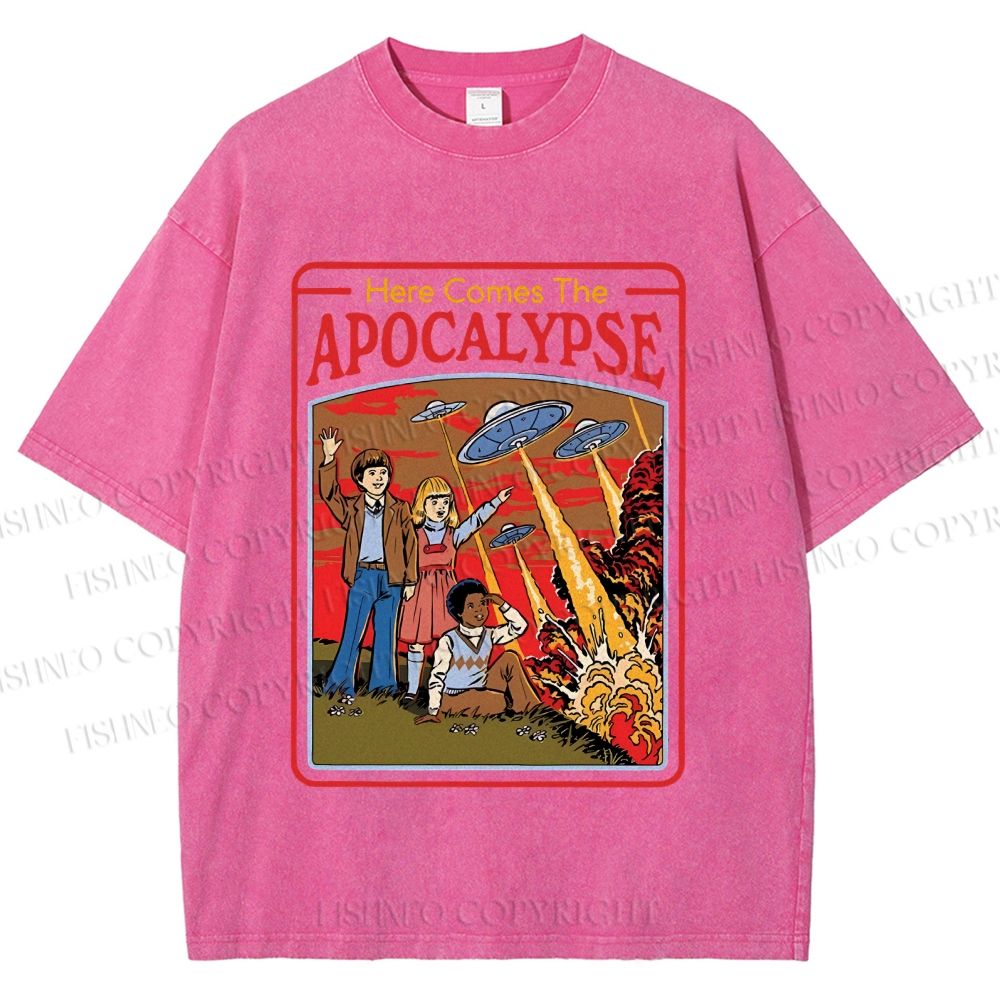 Unisex Vintage Apocalypse Graffiti Printed Washed Tee