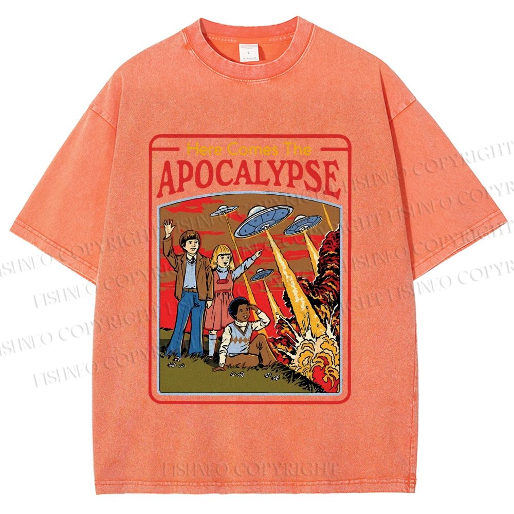 Unisex Vintage Apocalypse Graffiti Printed Washed Tee