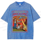 Unisex Vintage Apocalypse Graffiti Printed Washed Tee