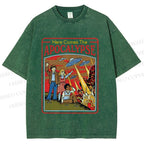 Unisex Vintage Apocalypse Graffiti Printed Washed Tee