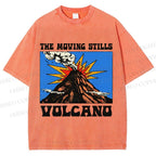 Unisex Vintage Volcano Graffiti Printed Washed Tee
