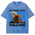 Unisex Vintage Volcano Graffiti Printed Washed Tee