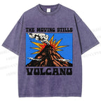 Unisex Vintage Volcano Graffiti Printed Washed Tee