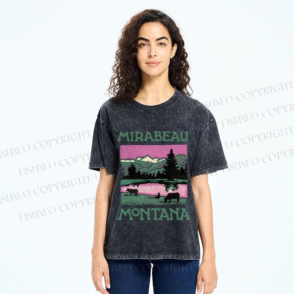 Unisex Vintage Montana Graffiti Printed Washed Tee