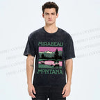 Unisex Vintage Montana Graffiti Printed Washed Tee