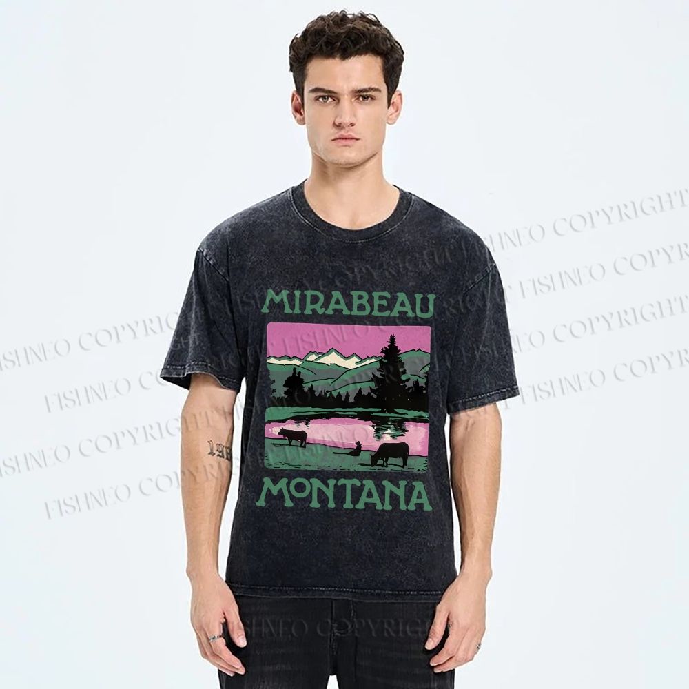 Unisex Vintage Montana Graffiti Printed Washed Tee