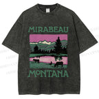 Unisex Vintage Montana Graffiti Printed Washed Tee