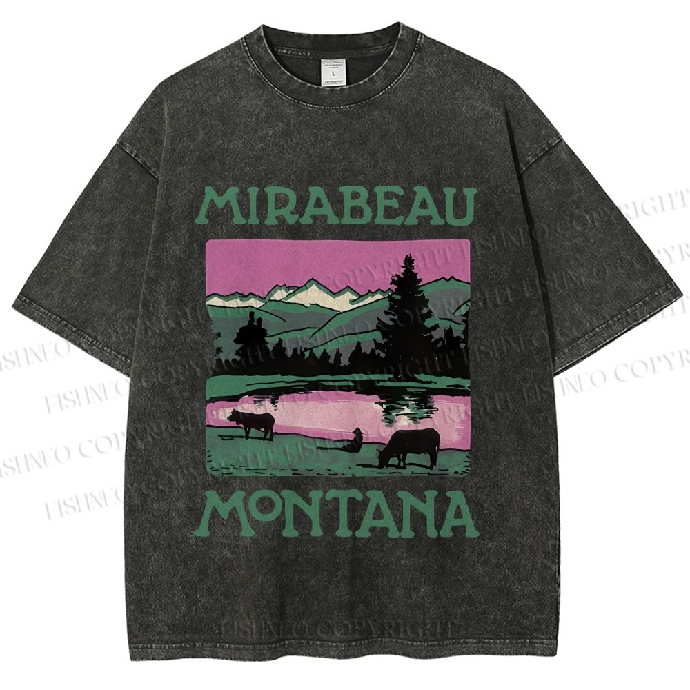 Unisex Vintage Montana Graffiti Printed Washed Tee